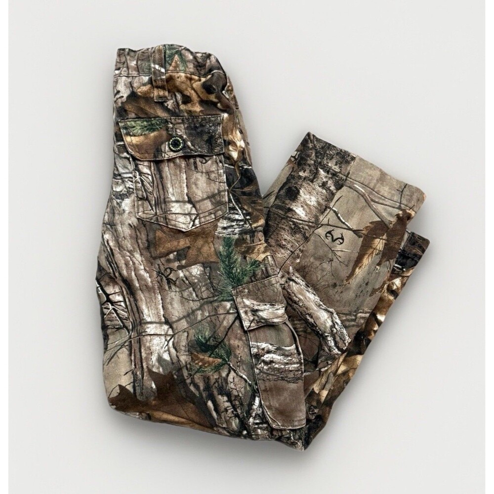 Realtree Camouflage Cargo Pants Outdoors Hunting Elastic Waist Size 8‎ M 20X21